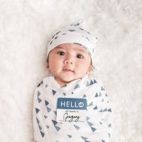 Muselina + Gorritos Bienvenidos al Mundo Triángulos Azules - Imagen 2