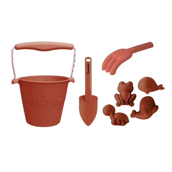 Set (Cubo + Pala + Moldes + Rastrillo) Rust
