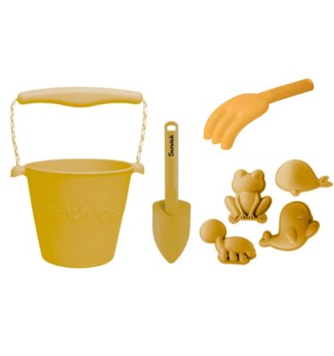 Set (Cubo + Pala + Moldes+ Rastrillo) Mustard