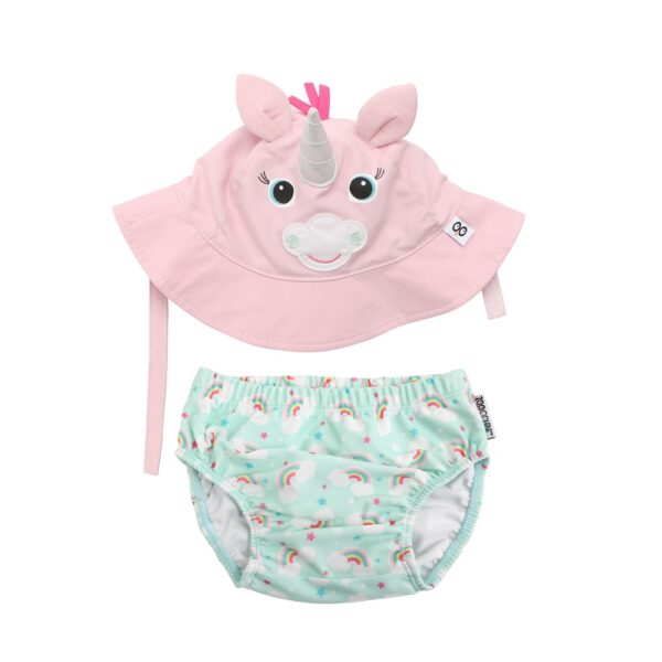 Set Bañador Pañal y Gorro Unicornio