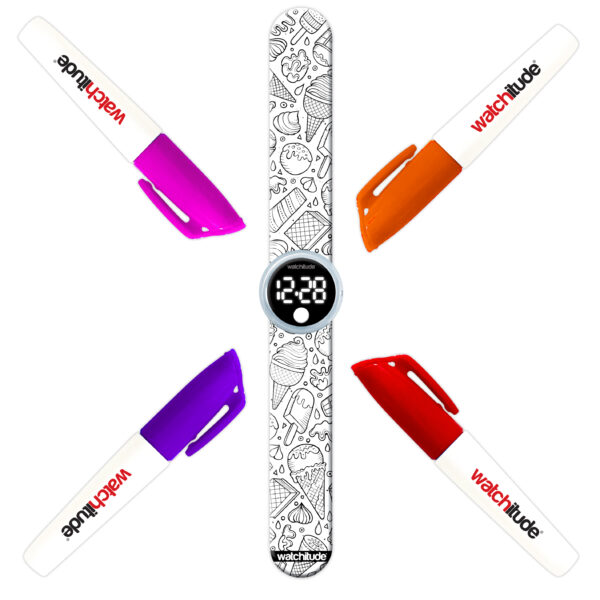 RELOJ COLOREABLE HELADOS
