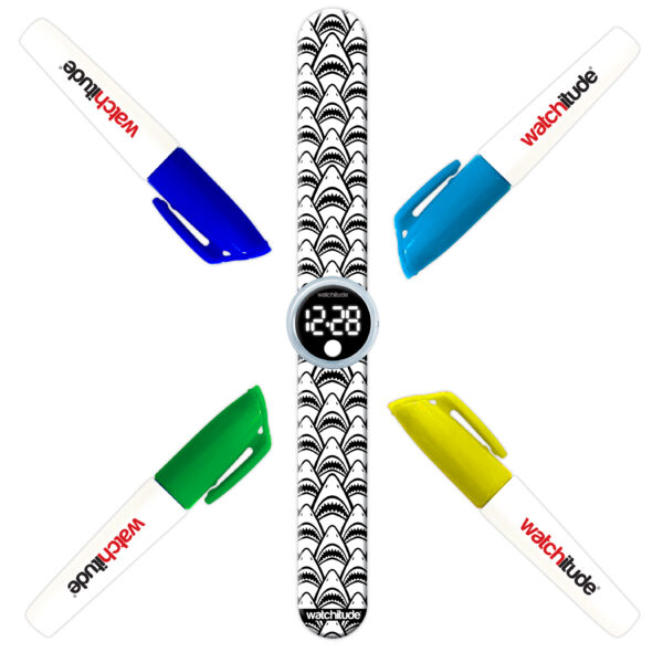 RELOJ COLOREABLE TIBURONES