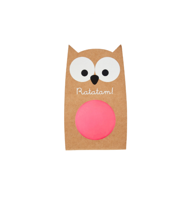 Pelota saltarina búho rosa fosforescente