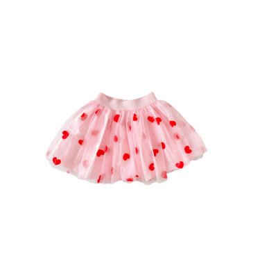 FALDA CORAZONES ROSA CORTA
